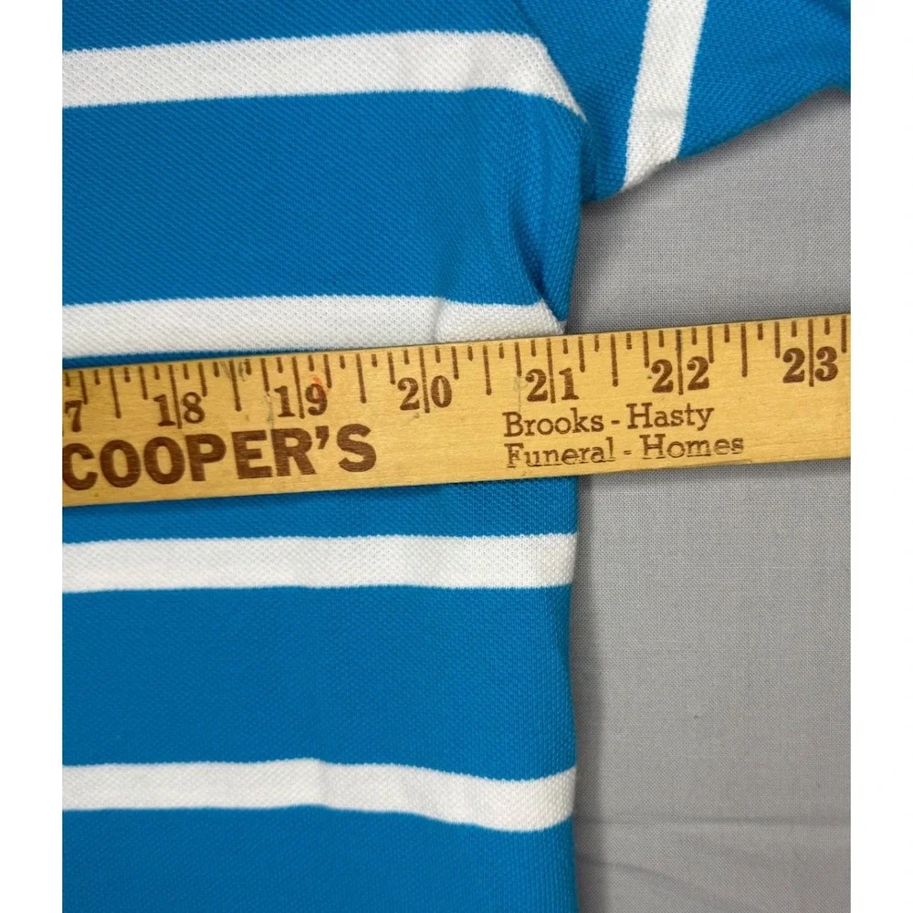 Polo Ralph Lauren Mens Large Turquoise Blue White Striped Short Sleeve Shirt